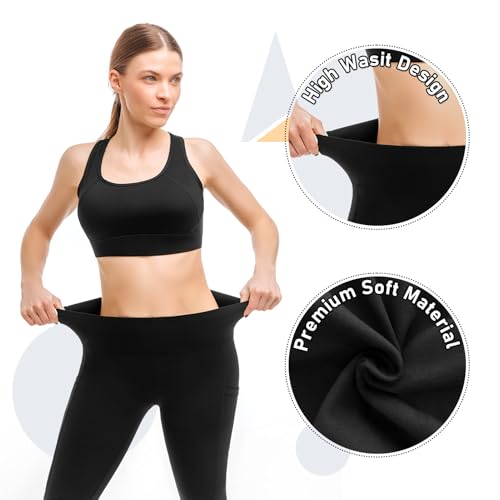 Leafigure 2 Pack Leggings with Pockets for Women, High Waisted Soft Leggings for Yoga Gym