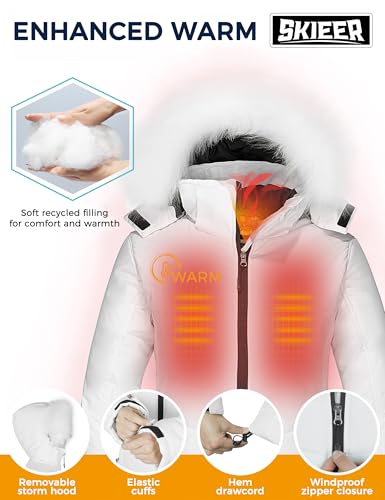 Skieer Women's Waterproof Ski Jacket Warm Puffer Jacket Thick Hooded Winter Coat
