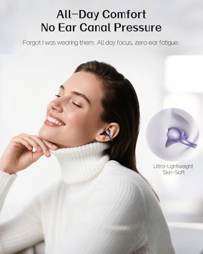Kinglucky Open Ear Clip-On Earbuds, Semi-in-Ear Headphones No Ear Pain, Secure Fit for Running, Focused Sound for Work, Bl...