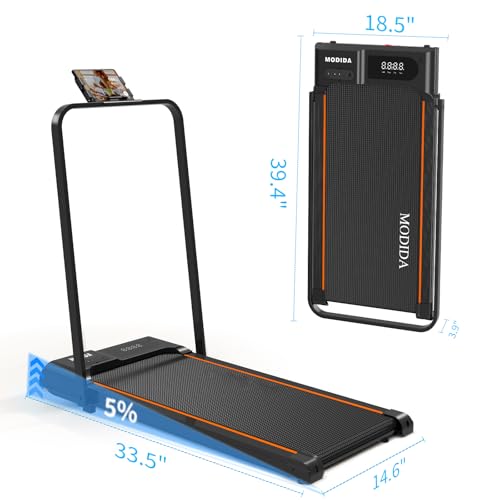 MODIDA 3-in-1 Treadmill for Home, Portable Walking Pad with Hand & Running Machine with Remote Control & LED Display, Comp...