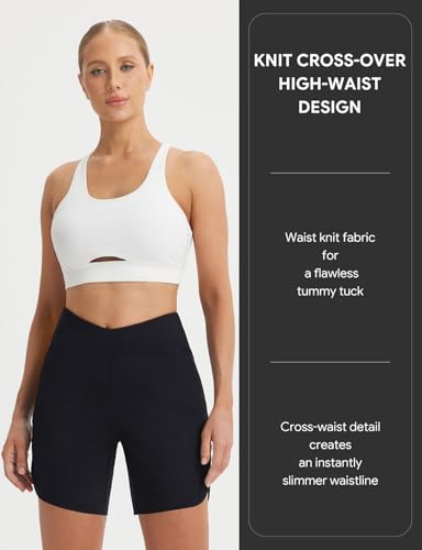 baleaf Women's 7" Athletic Running Long Shorts UPF 50+ Quick Dry Workout Hiking Crossover High Waisted Zipper Pocket