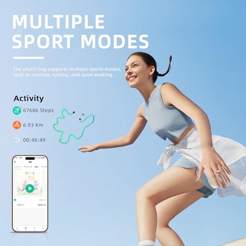 Smart Ring Health Tracker, for men and women, equipped with heart rate monitor, sleep tracker, 8 exercise modes, step coun...