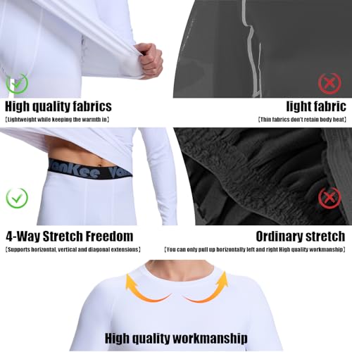 VanKee Thermal Underwear Set for Men Thermal Tops and Long Johns Men’s Thermals Base Layer Fleece Lined for Cold Weather