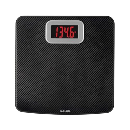 Taylor Digital Bathroom Scale, Body Weight Scale 400 LB Capacity, Carbon Fiber Anti-Slip Mat, 11.8 x 11.8 Inch Platform, B...