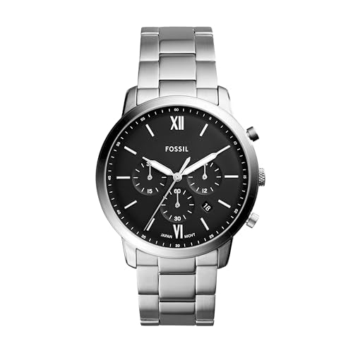 Fossil Men's Silvertone Black Dial Chronograph Watch