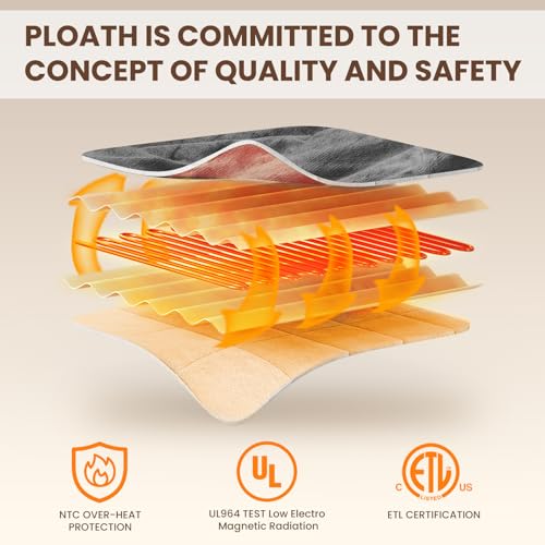 PLOATH Heated Electric Blanket Shawl: Heating Throw Heated Poncho - Wearable Blanket Hoodie Wrap Sherpa with 10 Heat Level...