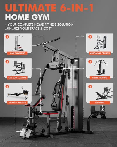 Mikolo Home Gym, Workout Station with 150LBS Weight Stack, Multifunctional Home Gym Equipment, Exercise Equipment for Full...