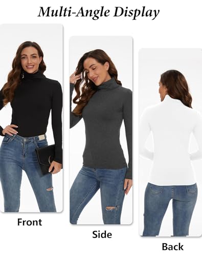 Dalavch 4 Pack Women’s Thermal Turtleneck Shirts, Women Turtle Neck Fleece Lined Compression Long Sleeve Base Layer Tops