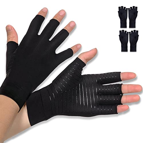 Donfri 2 Pairs Copper Arthritis Gloves Compression Gloves Women Men Relieve Hand Pain Swelling and Carpal Tunnel (2Pairs, ...