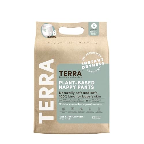 Terra Training Pants Size 6: 85% Plant Based Pull-Up Style Diapers, Ultra-Soft & Chemical-Free for Sensitive Skin, Superio...