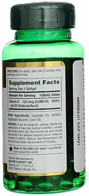 Nature's Bounty Vitamin D-5000 IU Softgels, Maximum Strength 150 ea ( Pack of 2)