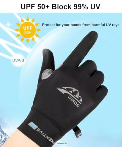 SUJAYU Full Finger UV Protection Gloves - Women & Men, Thin Fishing, Hiking, Cycling, Driving, Gym Gloves