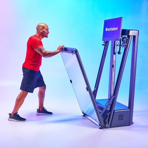 Echelon Strength Home Smart Gym – WiFi-Enabled 24-Inch HD Touchscreen, 5–110 LB Digital Resistance Per Arm, Foldable Mirro...