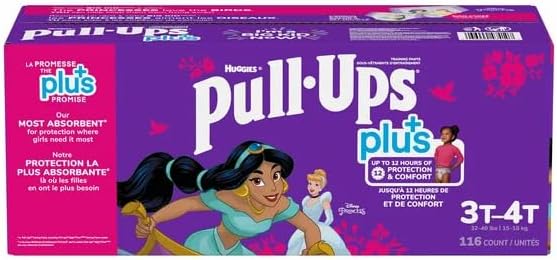 Huggies Pull-Ups Girls' Potty Training Pants, Size 3T-4T Training Underwear (32-40 lbs), 116 Count Packaging May Vary Excl...