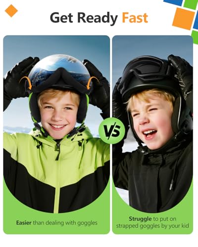 Odoland Kids Ski Helmet with 2-in-1 Visor Goggles for Boys & Girls, Adjustable Snowboard Helmet with Magnetic Buckle Strap...