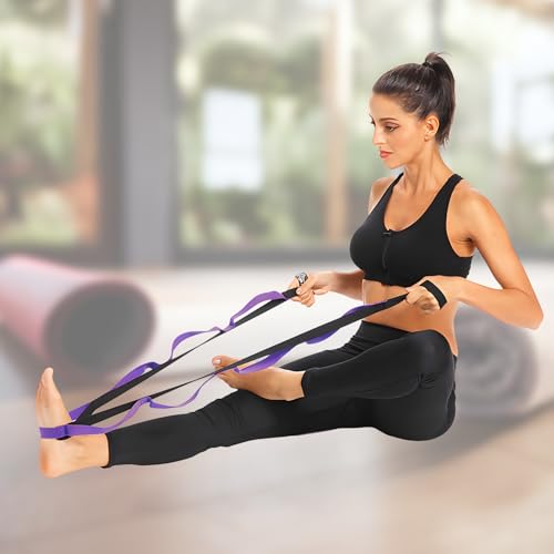 Stretching Strap Yoga Strap – Durable Non-Elastic Design with 10 Loops,Yoga Stretch Straps Ideal for Flexibility Improveme...