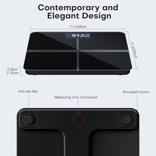 Smart Body Weight Scale, Digital Bathroom Scale, Measures BMI and Body Composition, Equipped with a Smartphone app, Maximu...