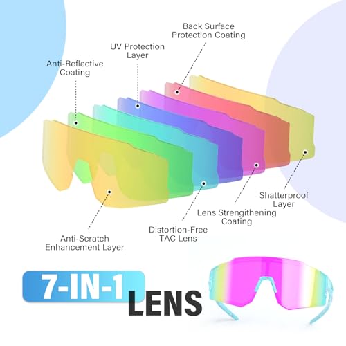 CMBJJU Kids Sunglasses,Youth Baseball Glasses for Boys Girls Age 6-14,Sports UV Protection Goggles