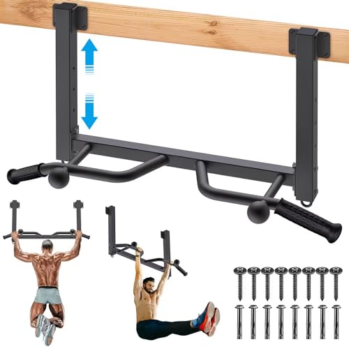 Kipika 32" Ceiling Mounted Pull Up Bar - Heavy Duty, Highly Adjustable, Multifunctional Chin Up Bar - Home Gym System with...