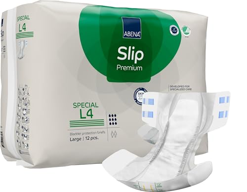 Abena Classic Design Adult Diapers, Slip Special Premium Incontinence Briefs, Heavy Absorbency, Level 4, Large, 48 Count