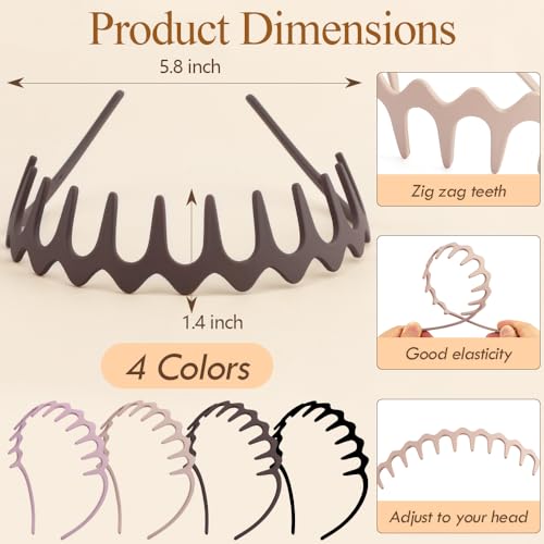 TOBATOBA Zig Zag Headbands for Women Glasses Wearers - Comfortable Comb Hairbands with Teeth Non Slip - Reducing Headache ...