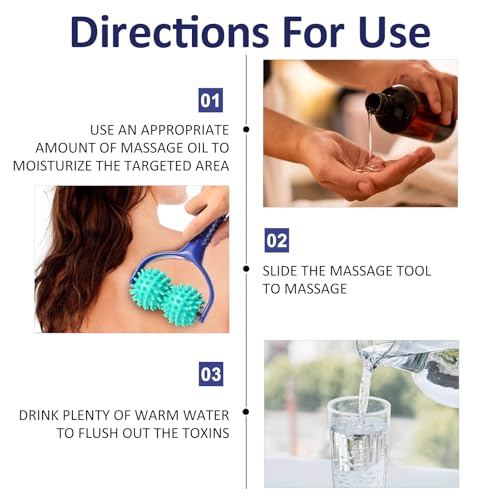 Handheld Spiky Massage Balls Rollers, 2 Wheel Spiky Massage Ball Rollers Silicone Manual Massage Roller with Handle Pressu...