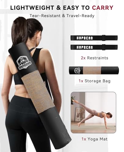 HAPBEAR Extra Large Yoga Mat (84''x30'') - 1/4'' Thick Durable Natural Linen, Non-Slip & Tear-Resistant - Perfect for Home...