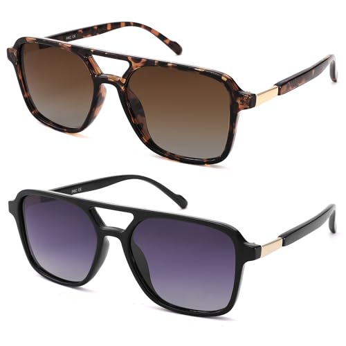 GLARDEFE Retro Polarized Aviator Sunglasses for Women Men - Trendy Cool Square Shades Sun Glasses