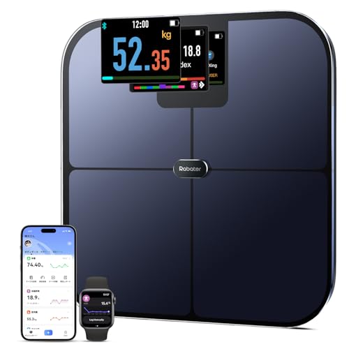Rabater Smart Scale with Large Color Display, Digital Bathroom Scale for Body Weight BMI Muscle Mass, 25 Composition, Body...