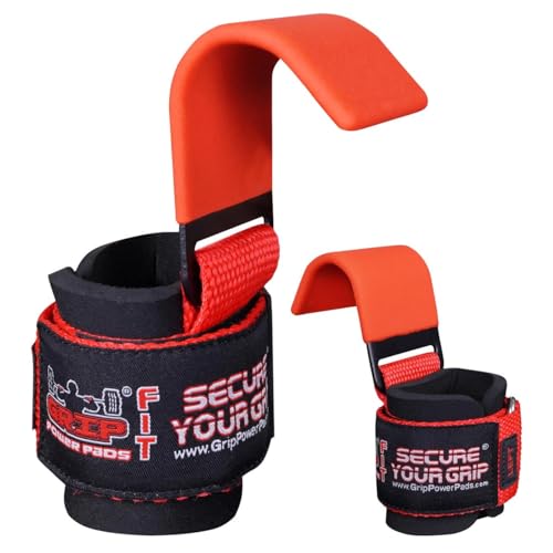 Weight Lifting Rod Hooks Heavy Duty Wrist Wraps Power Weight Lifting Training Gym Grips Straps Set of 2