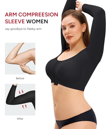 Nebility Arm Compression Sleeve Women Arm Shaper Post Surgery Post Surgery Front Closure Bra