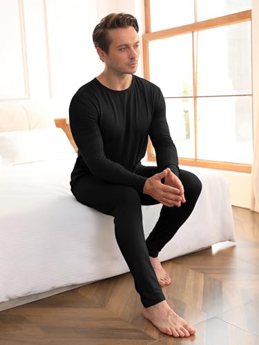 VZV 3 Set Thermal Underwear for Men Fleece Lined Long Johns Mens Thermals Top and Bottom Set Base Layer for Cold Weather