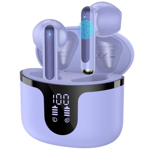 BHNYBWUL Wireless Earbuds, Bluetooth Headphones 5.4 Stereo 50 Hour Playback Ear Buds with LED Display and with ENC Noise C...