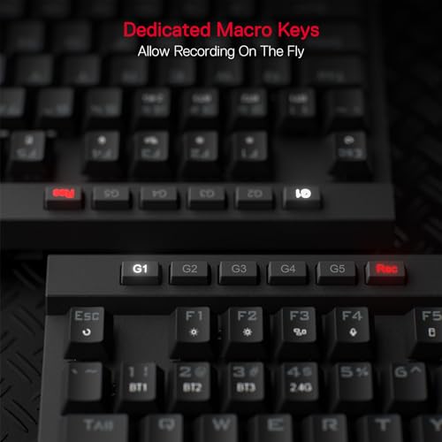 Redragon K580 PRO Wireless RGB Gaming Keyboard, 3-Modes 104 Keys Mechanical Keyboard w/Hot-Swap Socket, Dedicated Media Co...