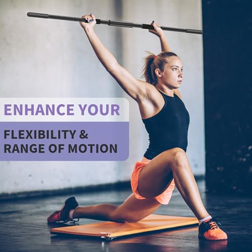 Scisum Yoga Stick 58 Inch Sturdy Alloy Steel - Adjustable Stick for Exercise, Stretching, Balance - Versatile Exercise Sti...