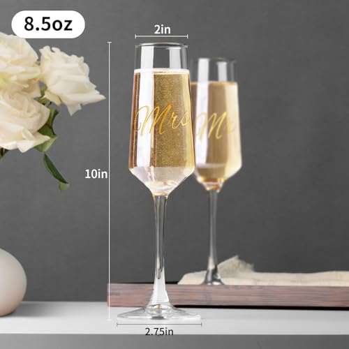 PARACITY Mr and Mrs Wedding Champagne Flutes Set of 2, Bride and Groom Champagne Glasses, Bridal Shower Gifts, Engagement ...