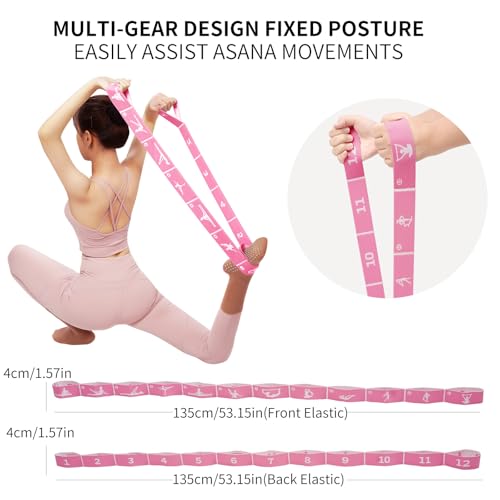Xensamy Yoga Strap with 10/12 Loops - Multi-Functional Stretch Band for Pilates, Dance, Gymnastics, Physical Therapy, Flex...