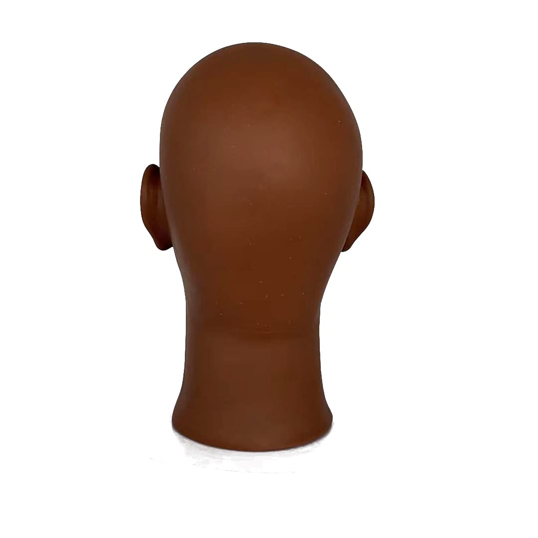 Ruilong Bald Mannequin Head Male Head, Professional Cosmetology for Wig Making or Hat Glasses Display Model Head Brown Color