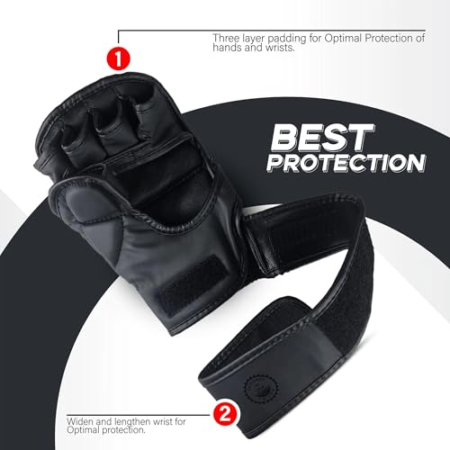 Victorbudo USA MMA Gloves Sparring Grappling, Hybrid Open Palm Heavy Bag Gloves Men Women, Maya Hide Leather Wrist Suppor...