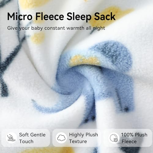 Unnivoll Fleece Baby Sleep Sack 0-6 Months Long Sleeve 1.0 Tog Baby Wearable Blanket Microfleece Sleeping Sack with 2-Way ...