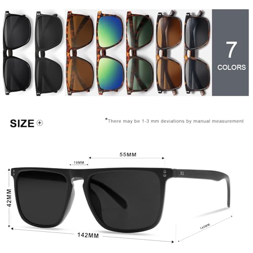 VANLINKER Polarized Square Sunglasses for Men Women Dark Shades with UV Protection for Driving VL9748
