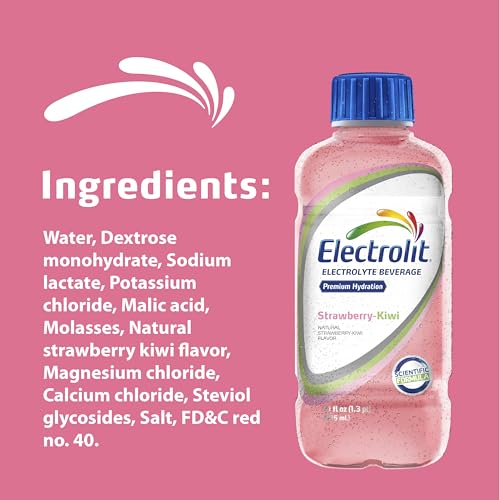 Electrolit, Electrolyte Beverage, Strawberry-Kiwi, 21 Fl Oz bottle (Pack of 12)
