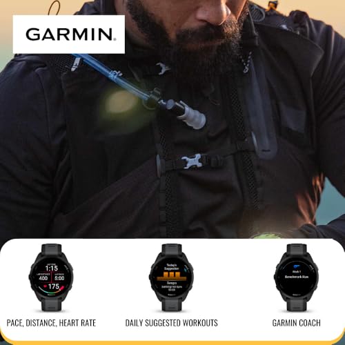 Garmin Forerunner 165 Music GPS Running Smartwatch (Mist Gray-Whitestone) Bundle with Focus Camera Charger Stand Smartwatc...