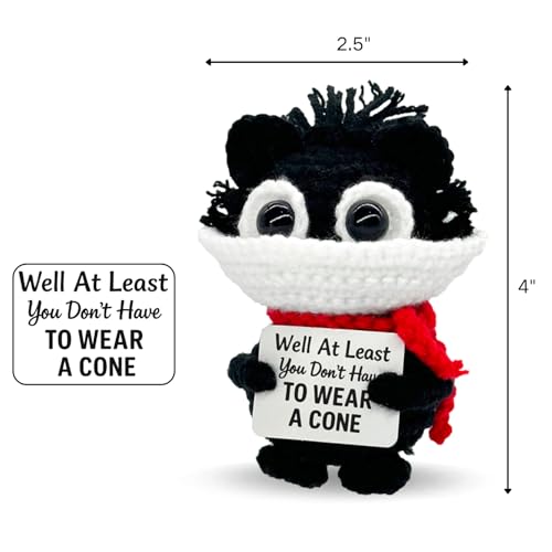 LUDEONA Well at Least You Don’t Have to Wear a Cone – Funny Crochet Cat Plush – Handmade Emotional Support Gift for Surger...
