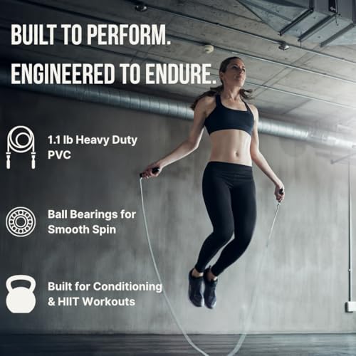 Evo Rope | 1.1LB Weighted Jump Rope for Women & Men – Adjustable 10mm Heavy PVC Skipping Rope for Fitness, Ideal for High-...