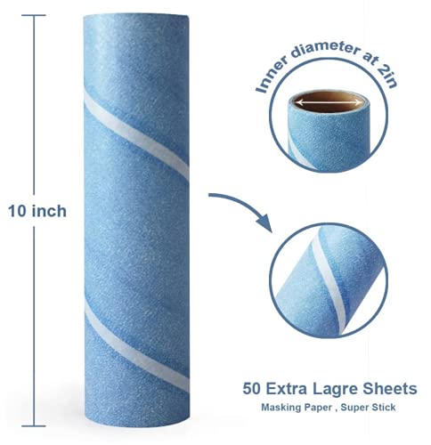 Leo 10-Inch Wide Lint Roller Refills, 6 Rolls with 50 Sheets Each (300 Sheets Total), Extra Sticky for Pet Hair, Carpet & ...