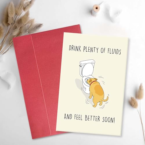Humorous Get Well Soon Card from Dog, Funny Encouragement Card for Family Friend, Humor Speedy Surgery Recovery Gift for D...