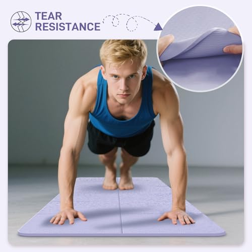 Foldable Yoga Mat for Travel 72"x 32"x 0.32"Inch, 8mm Thick Folding Exercise Mat, Outdoor Non-slip Pilates Mat for Women &...