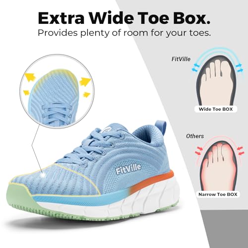 FitVille Wide Toe Box Shoes Women Comfortable Non Slip Wide Walking Shoes Women Swollen Feet Lightweight