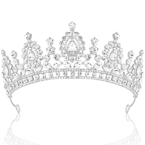 Aprince Silver Crown and Tiara for Women Girls, Crystal Princess Tiara Queen Crown, Rhinestone Headbands Royal Diadem for ...